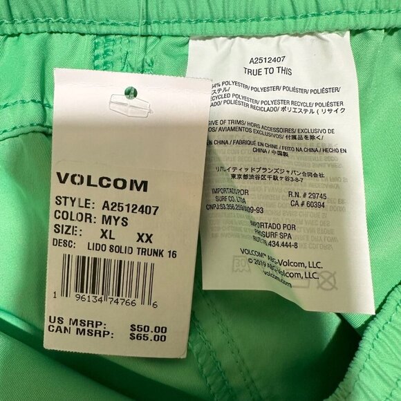 Volcom Mens Size XL Mystic Green Lido Swim Board Short Pockets NWT - Picture 8 of 8